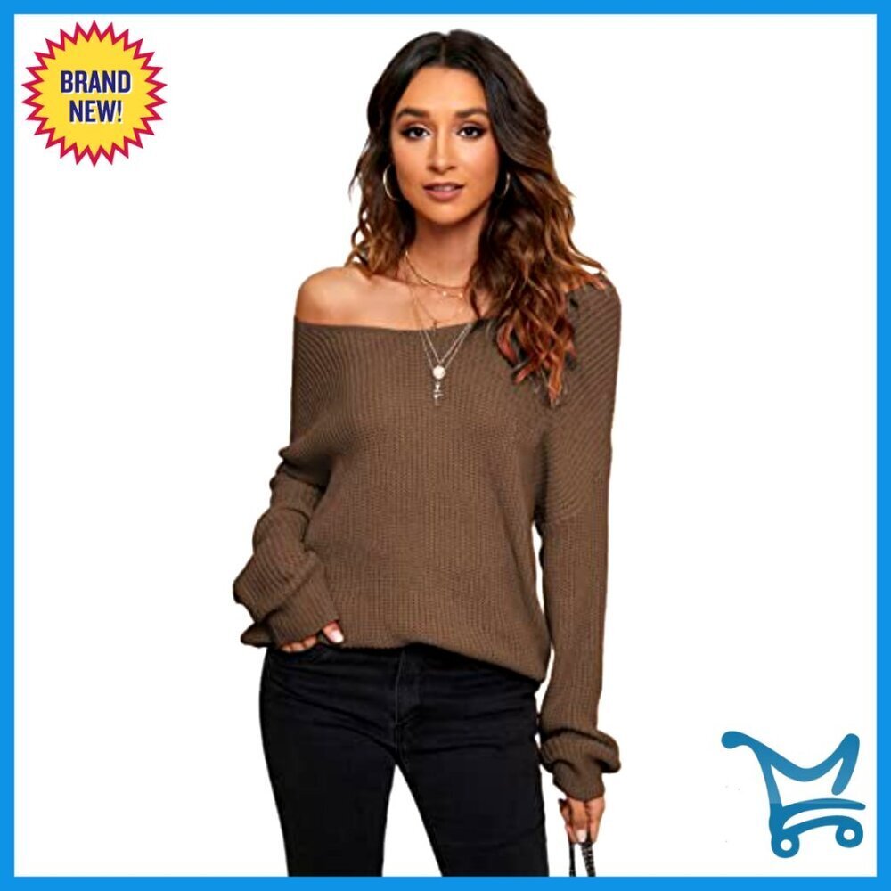 V Neck Criss Cross Back Sweater Batwing Sleeves Cropped Top Off Shoulder - Picture 2 of 5